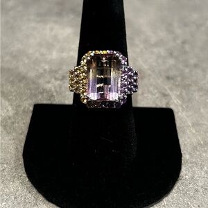 Vintage Sterling Silver Ametrine Amethyst and Citrine Ring